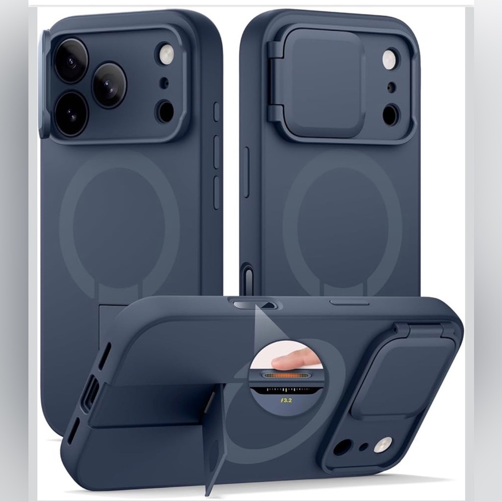 SURITCH-iPhone 17 Pro Case-MagSafe-Camera Cover-Kickstand-Shockproof-Blue-6.3"